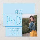 Minimalistisch lichtblauw foto PhD-graad Aankondiging (Voorkant / Achterkant)