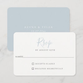 Minimalistisch lichtblauw huwelijk RSVP-Kaart RSVP Kaartje