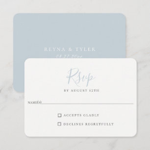 Minimalistisch lichtblauw huwelijk RSVP-Kaart RSVP Kaartje