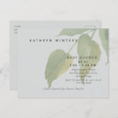 Minimalistisch lichtgrijs Baby shower Aankondigingskaart (Voorkant / Achterkant)