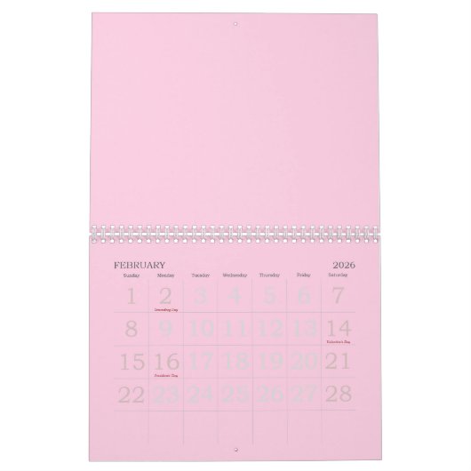 Minimalistisch lichtroze borstkankerbewustzijn kalender (Feb 2026)