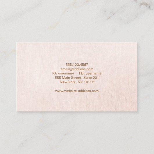 Minimalistisch: lichtroze linnen look visitekaartje (Achterkant)