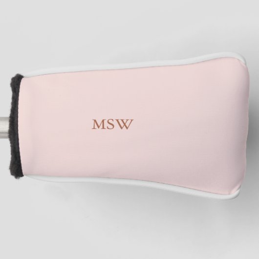 Minimalistisch lichtroze monogram stijlvol golfheadcover (Voorkant)