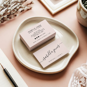 Minimalistisch lichtroze professionele luxescript visitekaartje