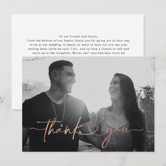 Minimalistisch liefdeshart bruiloft Foto bedankt (Voorkant / Achterkant)