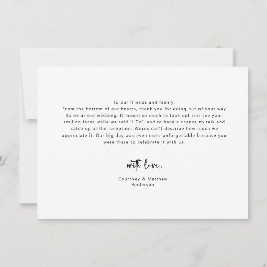 Minimalistisch liefdeshart bruiloft Foto bedankt (Achterkant)