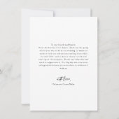 Minimalistisch liefdeshartsscript bruiloft Foto be Bedankkaart (Achterkant)