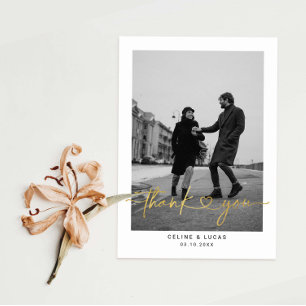 Minimalistisch liefdeshartsscript bruiloft Foto be Bedankkaart