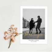 Minimalistisch liefdeshartsscript bruiloft Foto be Bedankkaart