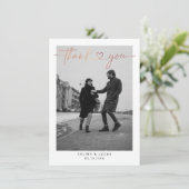 Minimalistisch liefdeshartsscript bruiloft foto bedankkaart (Staand voorkant)