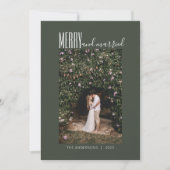 Minimalistisch liefdeshuwelijk foto donkergroen feestdagenkaart (Voorkant)