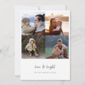 Minimalistisch Liefdeslicht Chanoeka Script 4 Foto Feestdagenkaart (Voorkant)