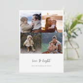 Minimalistisch Liefdeslicht Chanoeka Script 4 Foto Feestdagenkaart (Staand voorkant)