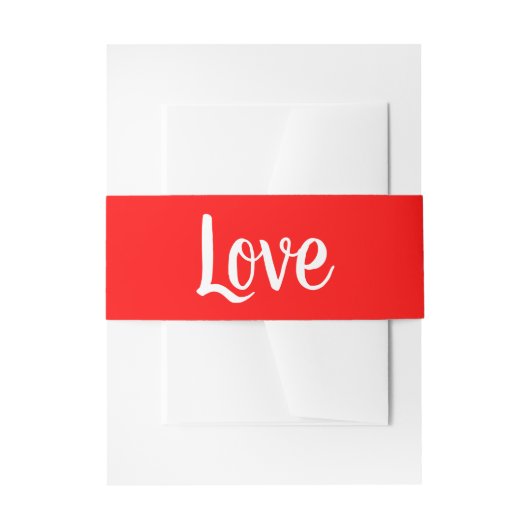 Minimalistisch liefdesrood withuwelijk uitnodigingen wikkel (Voorkant Voorbeeld)