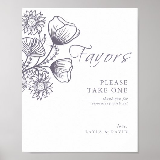 Minimalistisch liggend botanische bruiloftsbord va poster (Voorkant)