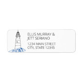 Minimalistisch Lighthouse trouwadreslabel Etiket (Voorkant)