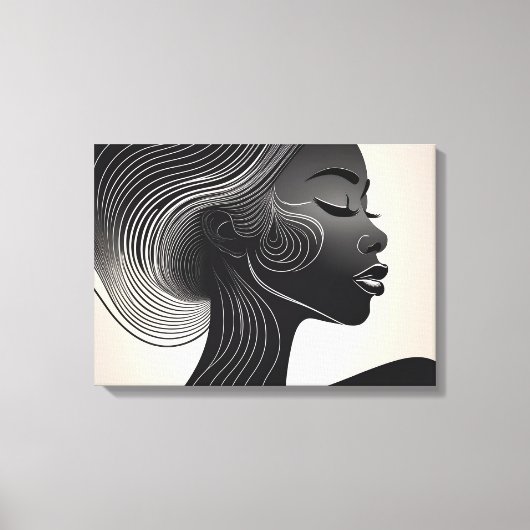 Minimalistisch lijnkunstportret canvas afdruk (Voorkant)