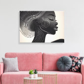 Minimalistisch lijnkunstportret canvas afdruk (Insitu (Woonkamer))