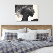 Minimalistisch lijnkunstportret canvas afdruk (Insitu (Slaapkamer))