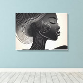Minimalistisch lijnkunstportret canvas afdruk (Insitu (Houten vloer))