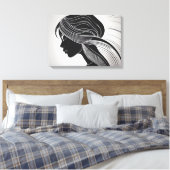 Minimalistisch lijnkunstportret canvas afdruk (Insitu (Slaapkamer))