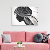 Minimalistisch lijnkunstportret canvas afdruk (Insitu (Woonkamer))