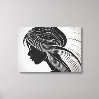 Minimalistisch lijnkunstportret canvas afdruk