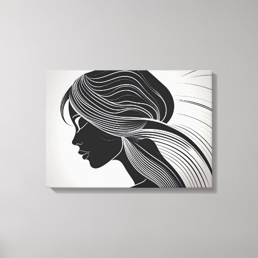 Minimalistisch lijnkunstportret canvas afdruk (Voorkant)
