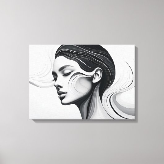 Minimalistisch lijnkunstportret canvas afdruk (Voorkant)