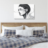 Minimalistisch lijnkunstportret canvas afdruk (Insitu (Slaapkamer))