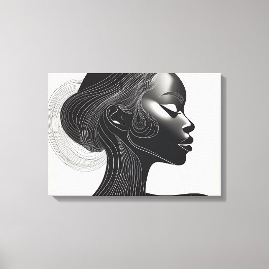 Minimalistisch lijnkunstportret canvas afdruk (Voorkant)