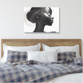 Minimalistisch lijnkunstportret canvas afdruk (Insitu (Slaapkamer))