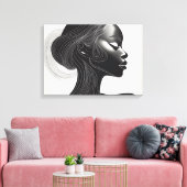 Minimalistisch lijnkunstportret canvas afdruk (Insitu (Woonkamer))