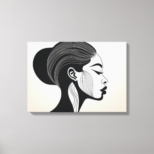 Minimalistisch lijnkunstportret canvas afdruk (Voorkant)