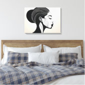 Minimalistisch lijnkunstportret canvas afdruk (Insitu (Slaapkamer))