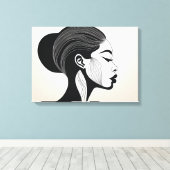 Minimalistisch lijnkunstportret canvas afdruk (Insitu (Houten vloer))