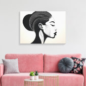 Minimalistisch lijnkunstportret canvas afdruk (Insitu (Woonkamer))
