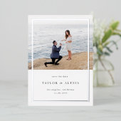 Minimalistisch Lijst Foto Opslaan Datum Silver Folie Uitnodiging (Staand Voorkant)