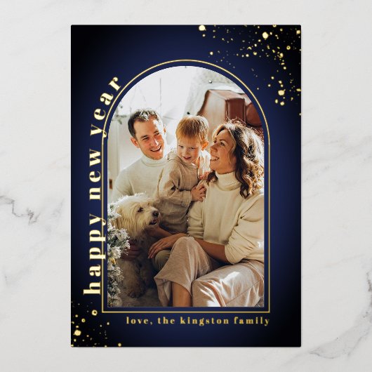 Minimalistisch Lijst foto van Arch nieuwjaar Folie Feestdagenkaart (Voorkant)