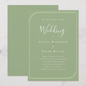 Minimalistisch Lijst Sage Green Wedding Kaart (Voorkant / Achterkant)