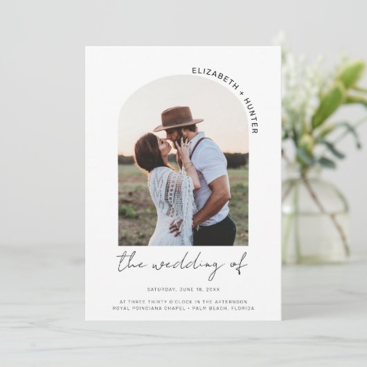 Minimalistisch Lijst van de Arch Foto Weddenschap Kaart (Staand voorkant)