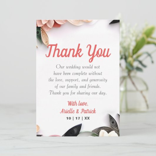 Minimalistisch Lijst voor de driemaandelijkse wedd Bedankkaart (Staand voorkant)