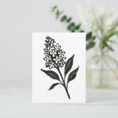 Minimalistisch Lila – Ink Bloom Botanisch Ontwerp Briefkaart (Staand voorkant)