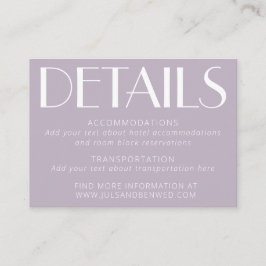 Minimalistisch Lila kunstschildpad met legant puis Informatiekaartje