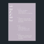 Minimalistisch Lila kunstschildpad met legant puis Menu<br><div class="desc">Minimaal Elegant Art Deco Wedding Menu in Dusty Lila</div>
