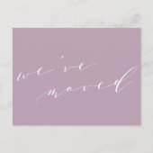 Minimalistisch Lila script We hebben New Home Movi Briefkaart (Voorkant)
