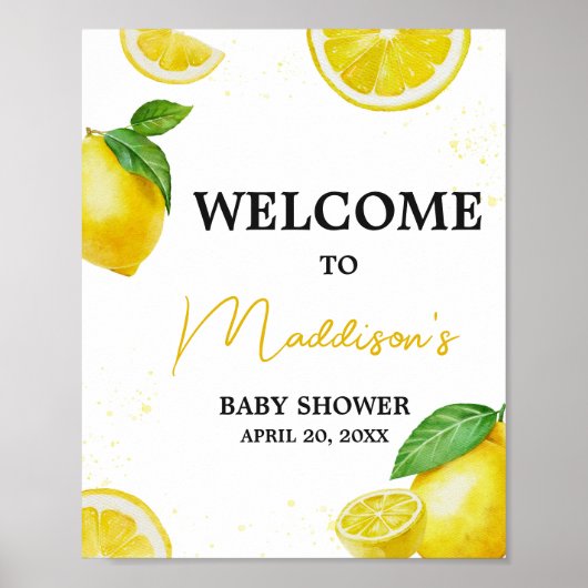 Minimalistisch limonade Baby shower welkom Poster (Voorkant)