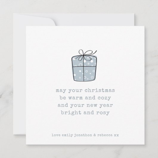 Minimalistisch Line Art Gift Warm Gezellig Kerstbl Feestdagenkaart (Voorkant)