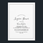 Minimalistisch Lingerie Shower Kaart<br><div class="desc">Deze minimalistische lingerie doucheuitnodiging is perfect voor een eenvoudig vrijgezellenfeest. Het moderne romantische ontwerp kenmerkt klassieke zwarte en witte typografie in combinatie met een robuuste, maar elegante kalligrafie met een stijl met handschrift. in elke kleur. Houd het ontwerp eenvoudig en elegant, zoals het is, of personaliseer het door uw eigen...</div>