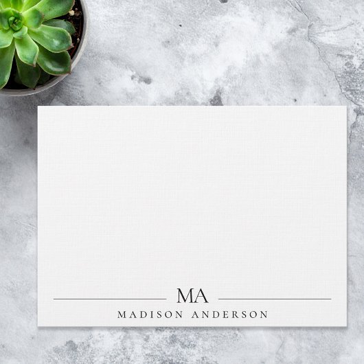 Minimalistisch Linnen Monogram Modern Professionee Notitiekaartje